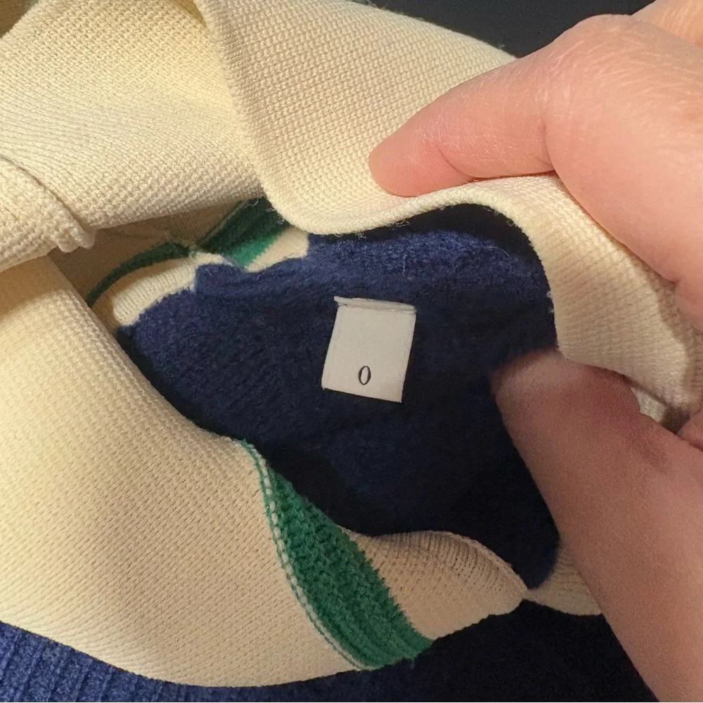 Sandro Guilhem cable knit sweater anchor navy blue green size 0 wool cashmere - Picture 7 of 8